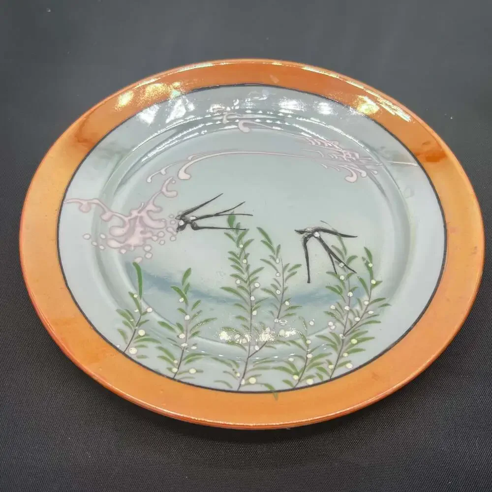 VTG GOLDCASTLE CHIKUSA Art Deco Hand Painted Lustreware Teapot & under plate
